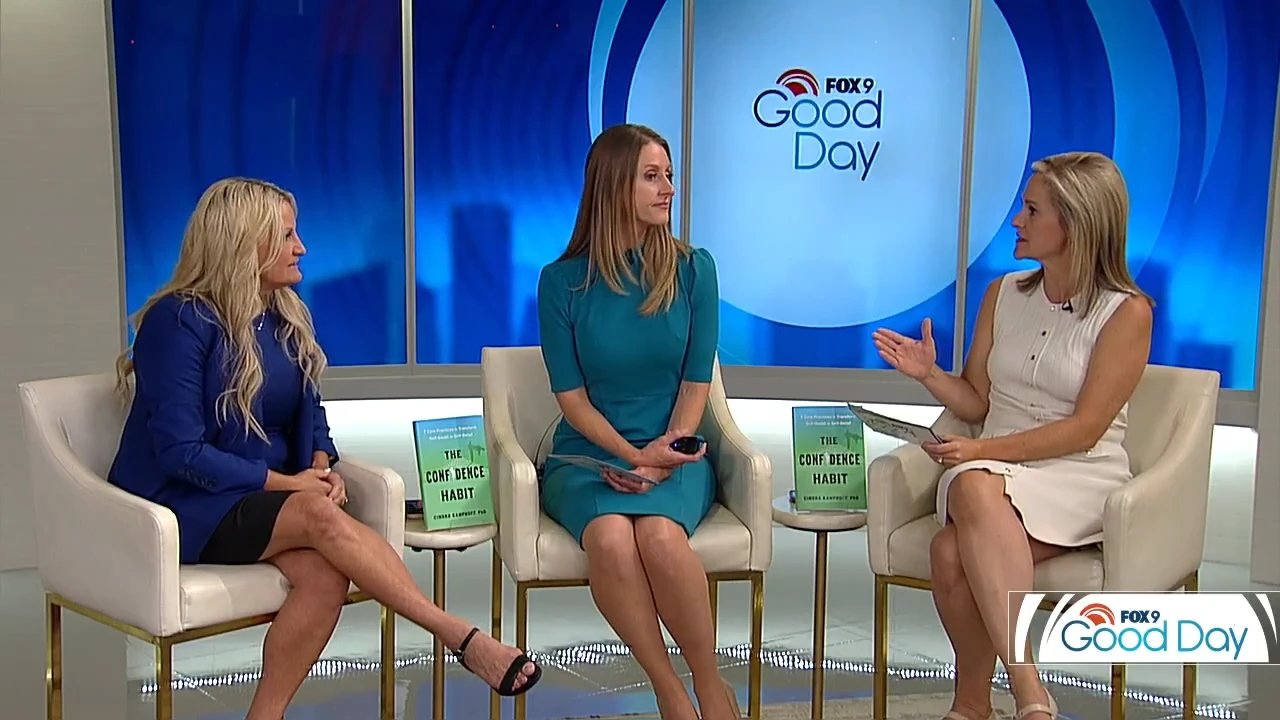 Dr. Cindra Kamphoff on the FOX 9 Good Day set discussing The Confidence Habit