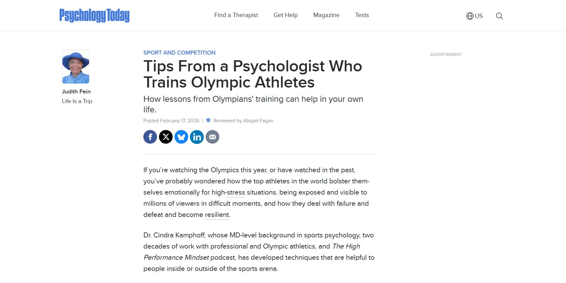 Psychology Today ARTICLE