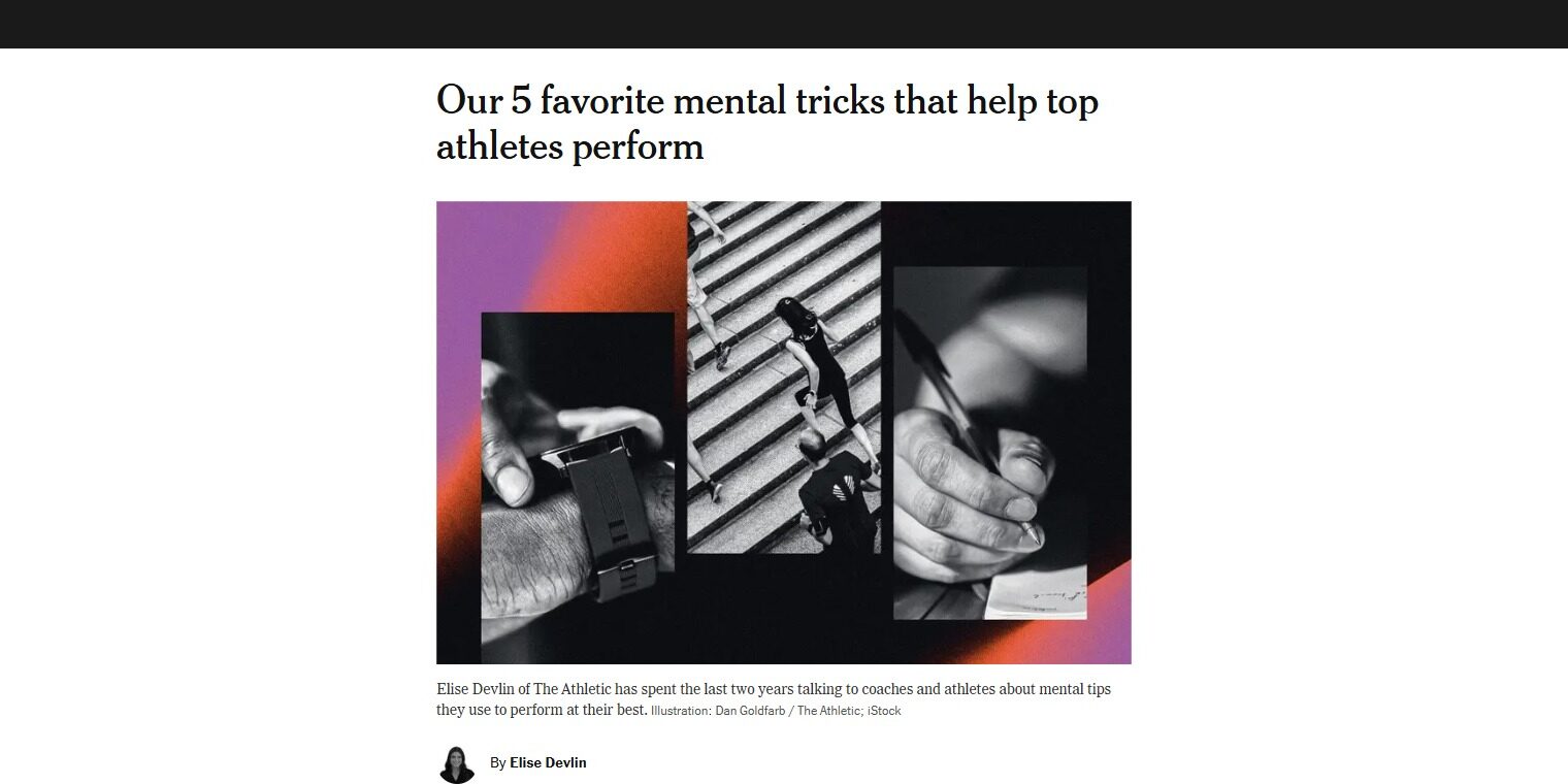 The Athletic article featuring Dr. Cindra Kamphoff on mental tricks that help top athletes perform